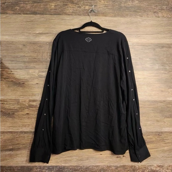 Harley-Davidson Black V-Neck Open Arm Blouse - Picture 6 of 8